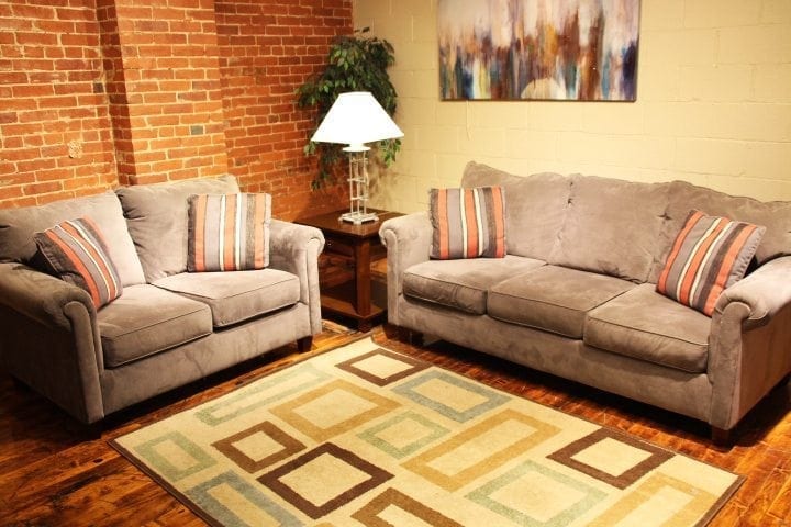 Nina Charcoal love seat and sofa set Pittsburgh Furniture