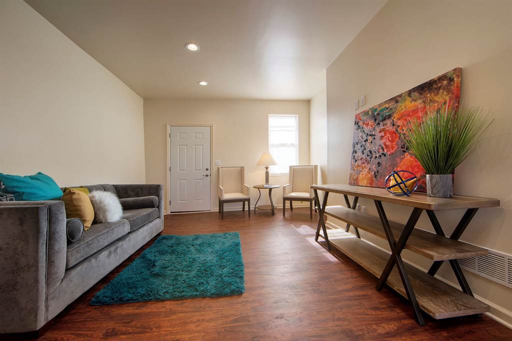 Example of home staging solutions living room set by Pittsburgh Furniture Leasing