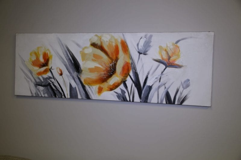 Yellow flower long canvas available for lease at Pittsburgh Furniture Leasing