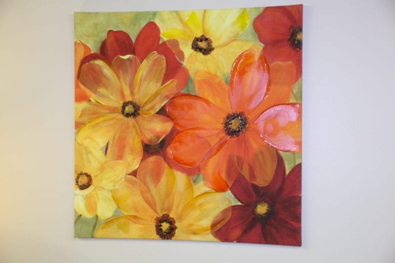 Yellow, Red, Orange Flower Canvas for lease at Pittsburgh Furniture Leasing